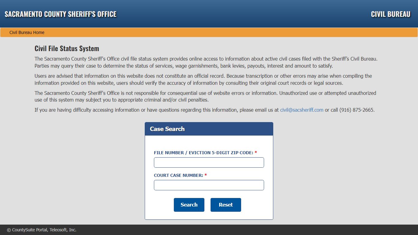 Civil File Status System - CountySuite Public Search